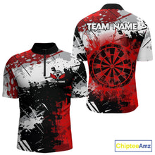 Load image into Gallery viewer, Red Grunge Paint Splash Dart Shirts For Men Custom Darts Jersey Team Polo &amp; Quarter Zip TDM5352