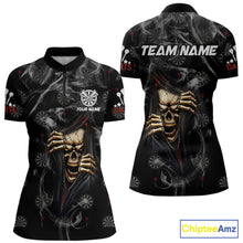 Load image into Gallery viewer, Personalized Skull Smoke Pattern Darts Shirt For Women Custom Darts Jersey Team Polo &amp; 1/4 Zip TDM5355