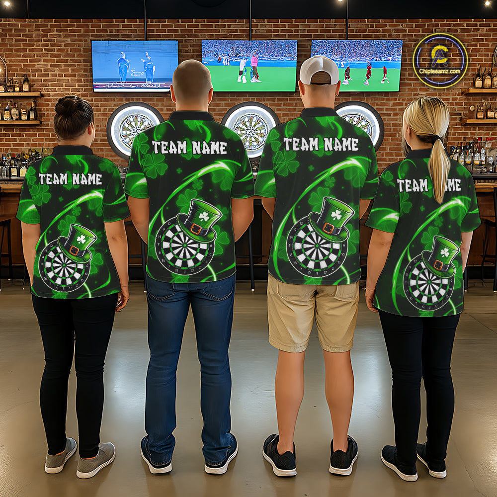 Green Glowing Shamrock Luckiest Darts Shirt For Women Custom St Patrick Day Darts Team Jersey TDM5356
