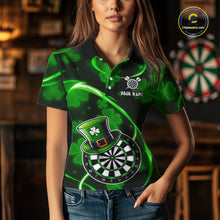 Load image into Gallery viewer, Green Glowing Shamrock Luckiest Darts Shirt For Women Custom St Patrick Day Darts Team Jersey TDM5356