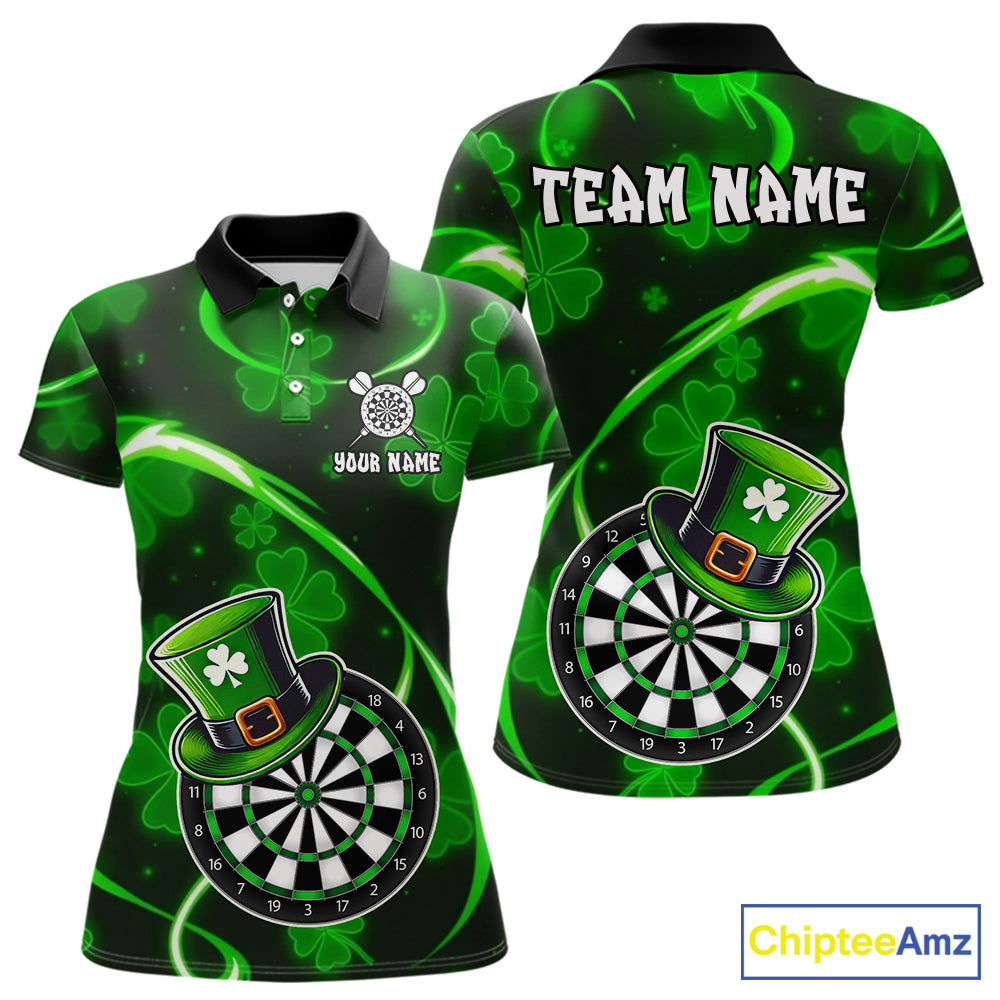 Green Glowing Shamrock Luckiest Darts Shirt For Women Custom St Patrick Day Darts Team Jersey TDM5356