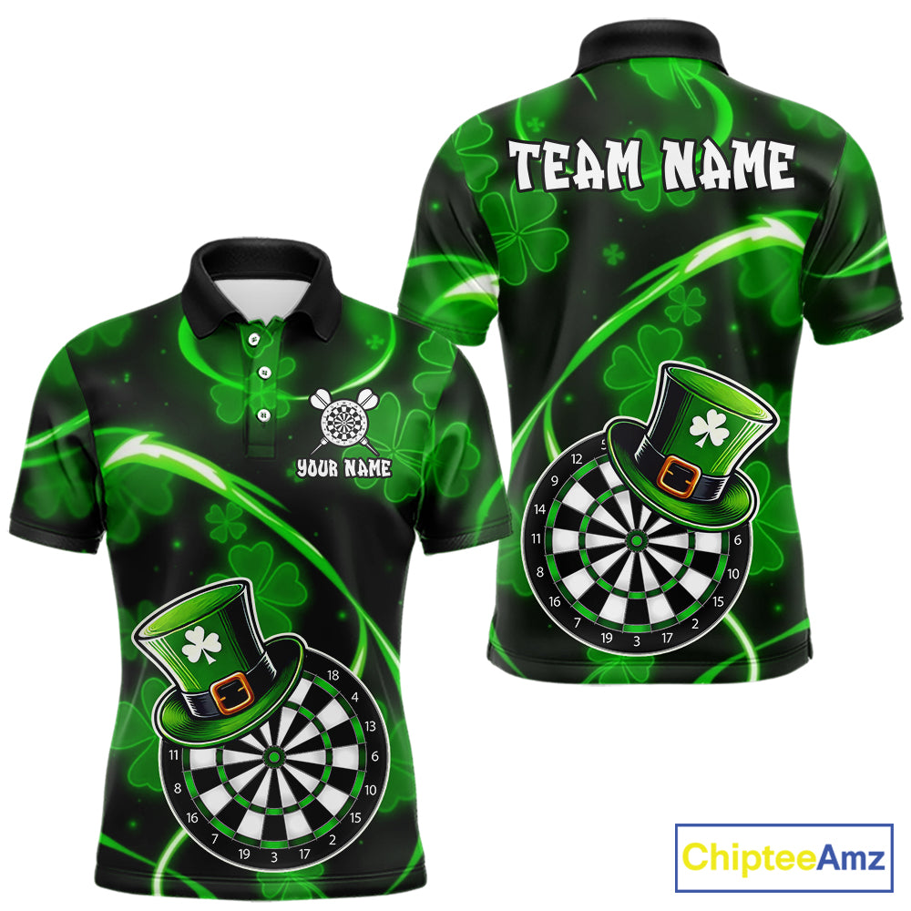 Green Glowing Shamrock Luckiest Darts Shirt For Men Custom St Patrick Day Darts Team Jersey TDM5356