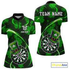Load image into Gallery viewer, Green Glowing Shamrock Luckiest Darts Shirt For Women Custom St Patrick Day Darts Team Jersey TDM5356
