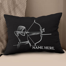 Load image into Gallery viewer, Customized Women Archer Line Drawing Black Pillow, Archery Pillow Gifts TDM0855