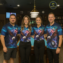 Load image into Gallery viewer, American Flag 8 &amp; 9 Ball Eagle Lightning Billiard Shirt For Women Custom Patriotic Pool Team Jersey TDM5851