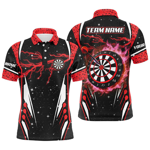 Personalized Thunder Lightning Red Dart Jerseys Men Polo Shirts Custom Team League Dart Shirts TDM1181