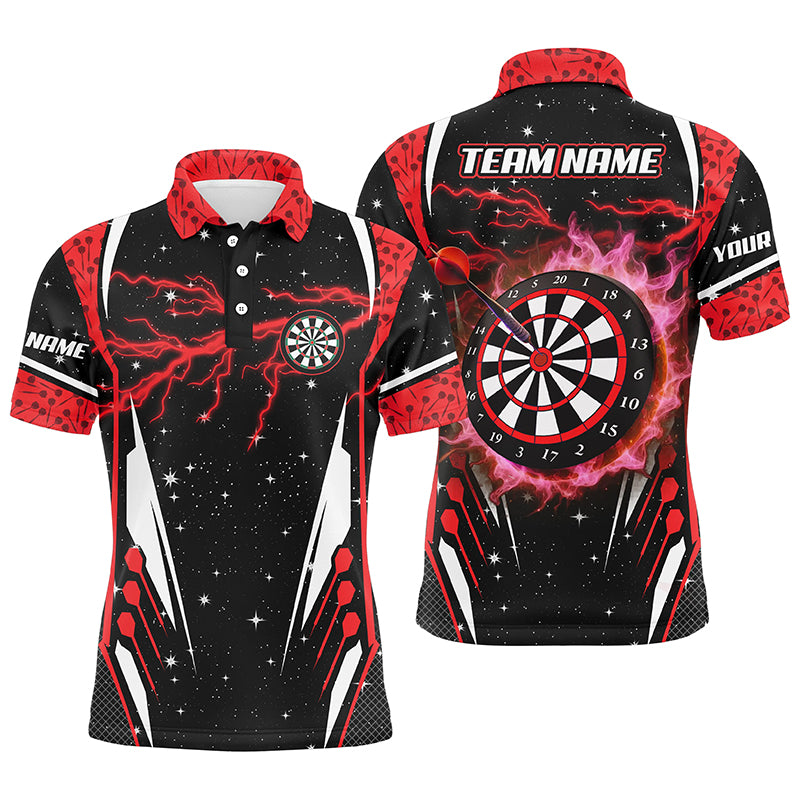 Personalized Thunder Lightning Red Dart Jerseys Men Polo Shirts Custom Team League Dart Shirts TDM1181