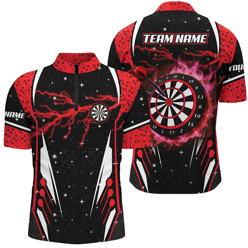 Personalized Lightning Red Dart Jerseys Men Quarter-Zip Shirts, Team League Dart Shirts TDM1181