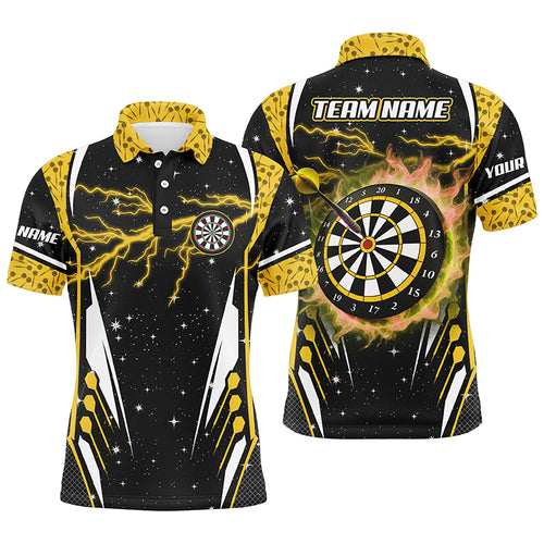 Personalized Thunder Lightning Yellow Dart Jerseys Men Polo Shirts Custom Team League Dart Shirts TDM1182