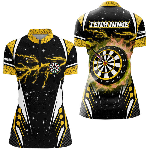 Personalized Lightning Yellow Dart Jerseys Women Quarter-Zip Shirts, Team League Dart Shirts TDM1182