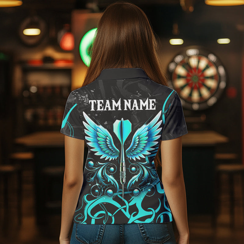 Turquoise Arrow Wings Custom Dart Shirt For Women, Dart Jerseys Pocket Option TDM3668