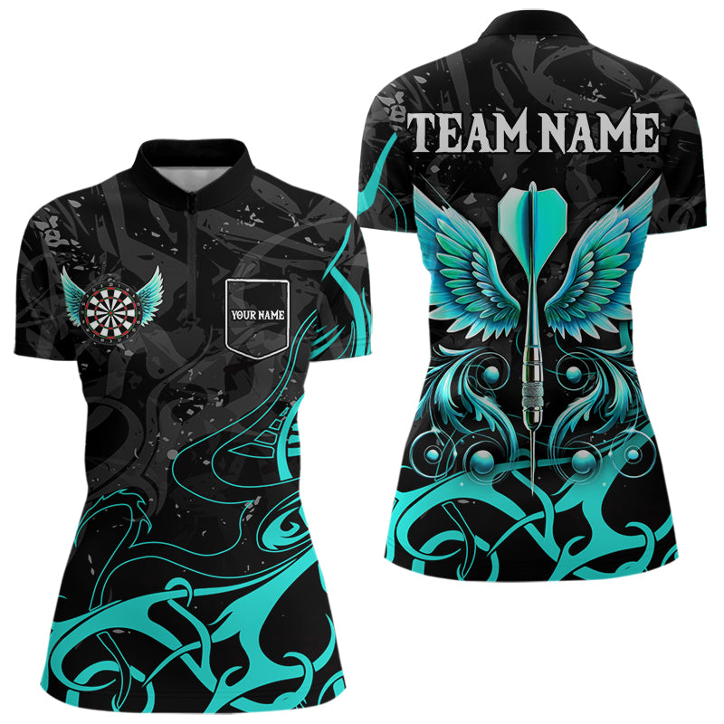 Turquoise Arrow Wings Custom Dart Shirt For Women, Dart Jerseys Pocket Option TDM3668