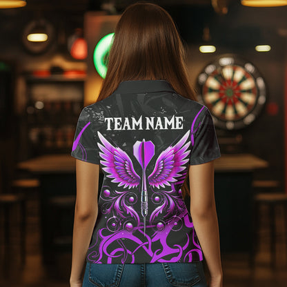 Purple Arrow Wings Custom Darts Shirt For Women, Darts Jerseys Pocket Option TDM3669