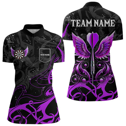 Purple Arrow Wings Custom Darts Shirt For Women, Darts Jerseys Pocket Option TDM3669