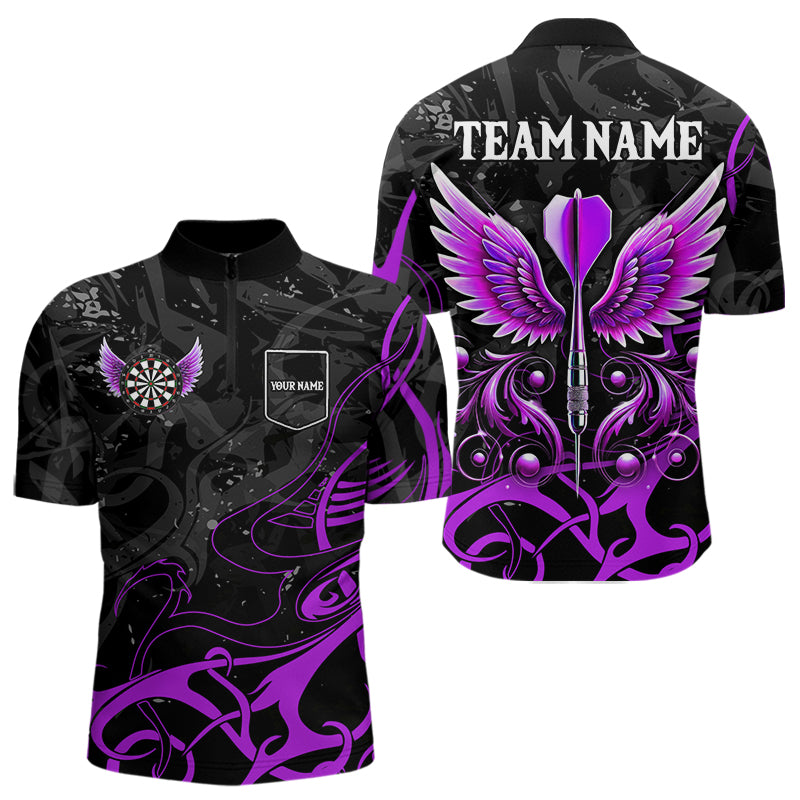 Purple Arrow Wings Custom Darts Shirt For Men, Darts Jerseys Pocket Option TDM3669