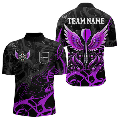 Purple Arrow Wings Custom Darts Shirt For Men, Darts Jerseys Pocket Option TDM3669