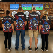 Load image into Gallery viewer, Blue Flaming Dartboard Shirt For Men Custom American Flag Eagle Darts Team Jersey Polo &amp;1/4 Zip TDM6003