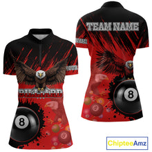Load image into Gallery viewer, Personalized Eagle 8 Ball Pool Billiard Shirt For Women, Billiard Jerseys Team Polo &amp; 1/4 Zip|Red TDM3826