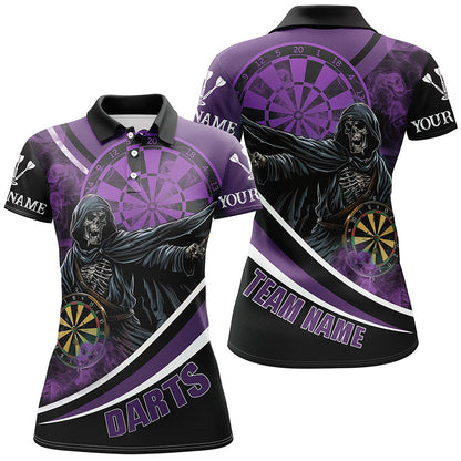Grim Reaper Purple Darts Jersey Women Polo & Quarter-Zip Shirts Custom Team League Darts Shirts TDM1726