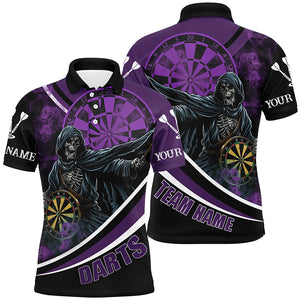 Death Skeleton Purple Darts Jersey Men Polo & Quarter-Zip Shirts Custom Team League Darts Shirts TDM1726