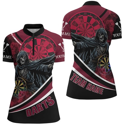 Grim Reaper Red Darts Jersey Women Polo & Quarter-Zip Shirts Custom Team League Darts Shirts TDM1727