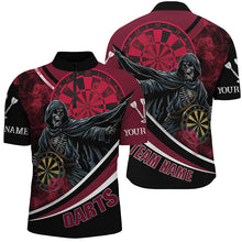 Load image into Gallery viewer, Death Skeleton Red Darts Jersey Men Polo &amp; Quarter-Zip Shirts Custom Team League Darts Shirts TDM1727