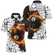 Load image into Gallery viewer, Personalized Billiard Crack 8 Ball Pool Fire Men Polo &amp; Quarter-Zip Shirts, Unique Billiard Jerseys TDM1734