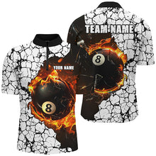 Load image into Gallery viewer, Personalized Billiard Crack 8 Ball Pool Fire Men Polo &amp; Quarter-Zip Shirts, Unique Billiard Jerseys TDM1734