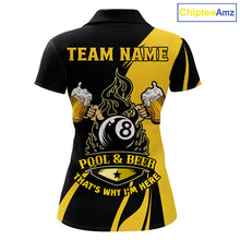 Load image into Gallery viewer, Funny Yellow Black 8 Ball Billiard Shirts For Women Custom Pool &amp; Beer That's Why I'm Here Jersey TDM6680