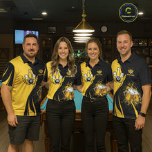 Load image into Gallery viewer, Funny Yellow Black 8 Ball Billiard Shirts For Women Custom Pool &amp; Beer That's Why I'm Here Jersey TDM6680