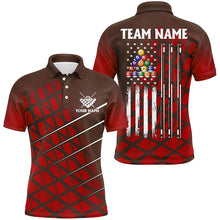 Load image into Gallery viewer, Personalized Red Grunge American Flag Men Billiard Shirt Custom Patriotic Pool Player Jersey Shirts TDM1946