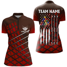 Load image into Gallery viewer, Personalized Red Grunge American Flag Women Billiard Shirt Custom Patriotic Pool Player Jersey Shirts TDM1946