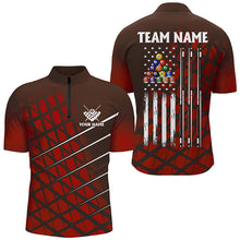 Load image into Gallery viewer, Personalized Red Grunge American Flag Men Billiard Shirt Custom Patriotic Pool Player Jersey Shirts TDM1946