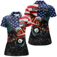 Load image into Gallery viewer, 8 Ball Eagle American Flag Custom Billiard Shirts For Women, Patriotic 3D Eagle Black Billiard Jersey TDM2412