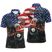 Load image into Gallery viewer, 8 Ball Eagle American Flag Custom Billiard Shirts For Men, Patriotic 3D Eagle Black Billiard Jersey TDM2412