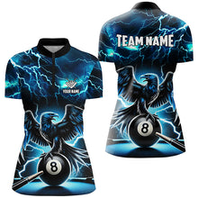 Load image into Gallery viewer, Lightning Thunder Eagle Custom Blue 8 Ball Pool Shirts For Women, Billiard Team League Jerseys TDM2420