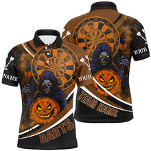 Load image into Gallery viewer, Death Skeleton Funny Dartboard Face Custom Halloween Orange Dart Shirts, Scary Halloween Dart Jersey TDM2664