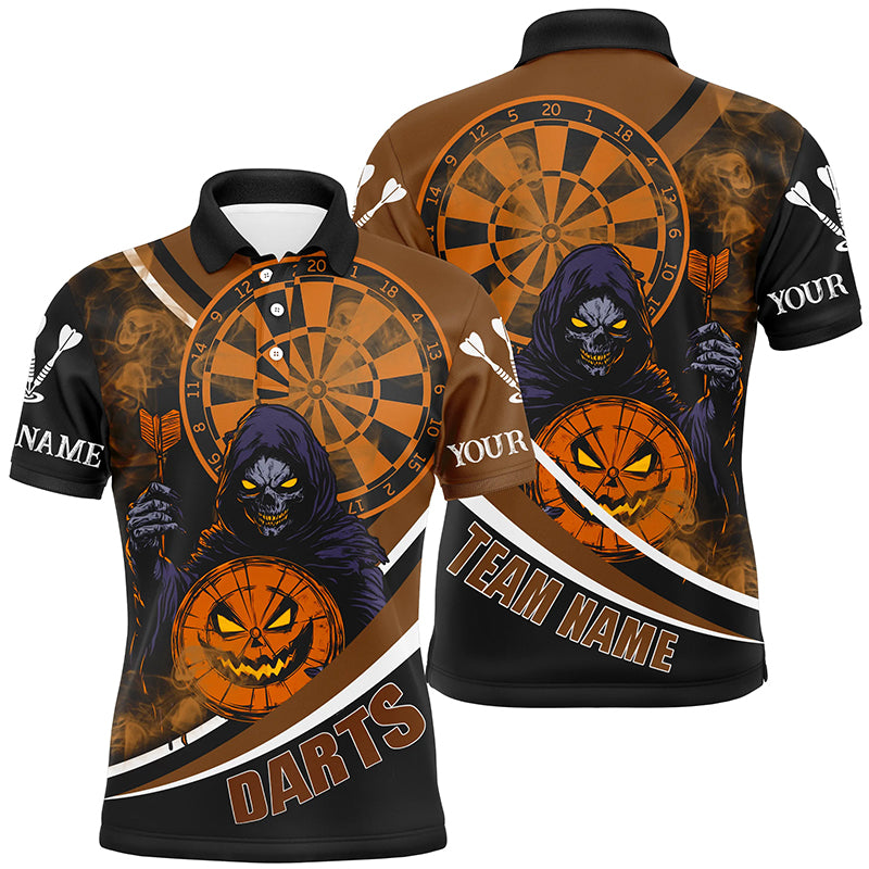 Death Skeleton Funny Dartboard Face Custom Halloween Orange Dart Shirts, Scary Halloween Dart Jersey TDM2664