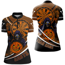 Load image into Gallery viewer, Death Skeleton Funny Dartboard Face Custom Halloween Orange Dart Shirts, Scary Halloween Dart Jersey TDM2664