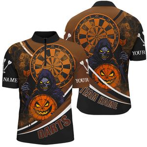 Death Skeleton Funny Dartboard Face Custom Halloween Orange Dart Shirts, Scary Halloween Dart Jersey TDM2664