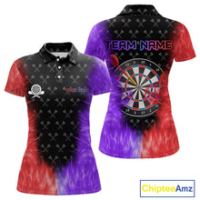 Load image into Gallery viewer, Red And Purple Flame Womens Dart Shirts Custom Dart Jersey Polo &amp; 1/4 Zip, Gifts For Dart Players TDM5146