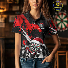 Load image into Gallery viewer, Grunge Black And Red Funny Santa Dartboard Custom Christmas Darts Shirt For Women, Darts Gifts TDM5147