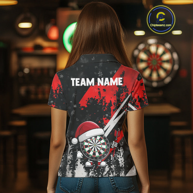 Grunge Black And Red Funny Santa Dartboard Custom Christmas Darts Shirt For Women, Darts Gifts TDM5147
