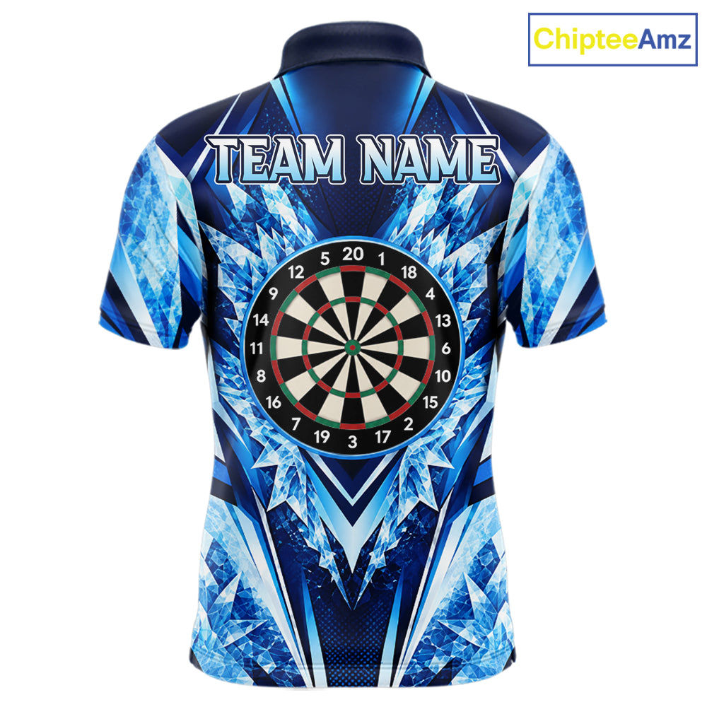 Personalized Blue Dartboard Icy Darts Shirts For Men Custom Darts Team Jersey Polo & 1/4 Zip TDM8081