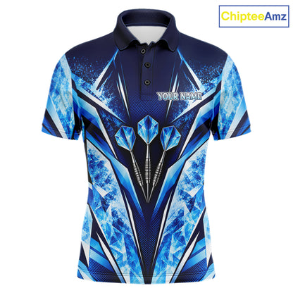 Personalized Blue Dartboard Icy Darts Shirts For Men Custom Darts Team Jersey Polo & 1/4 Zip TDM8081