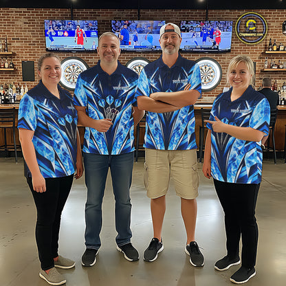 Personalized Blue Dartboard Icy Darts Shirts For Women Custom Darts Team Jersey Polo & 1/4 Zip TDM8081
