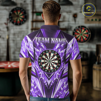 Personalized Purple Dartboard Icy Darts Shirts For Men Custom Darts Team Jersey Polo & 1/4 Zip TDM8082