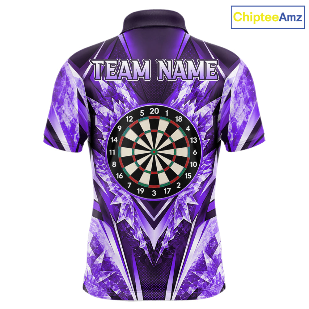 Personalized Purple Dartboard Icy Darts Shirts For Men Custom Darts Team Jersey Polo & 1/4 Zip TDM8082