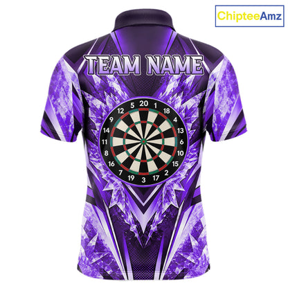 Personalized Purple Dartboard Icy Darts Shirts For Men Custom Darts Team Jersey Polo & 1/4 Zip TDM8082