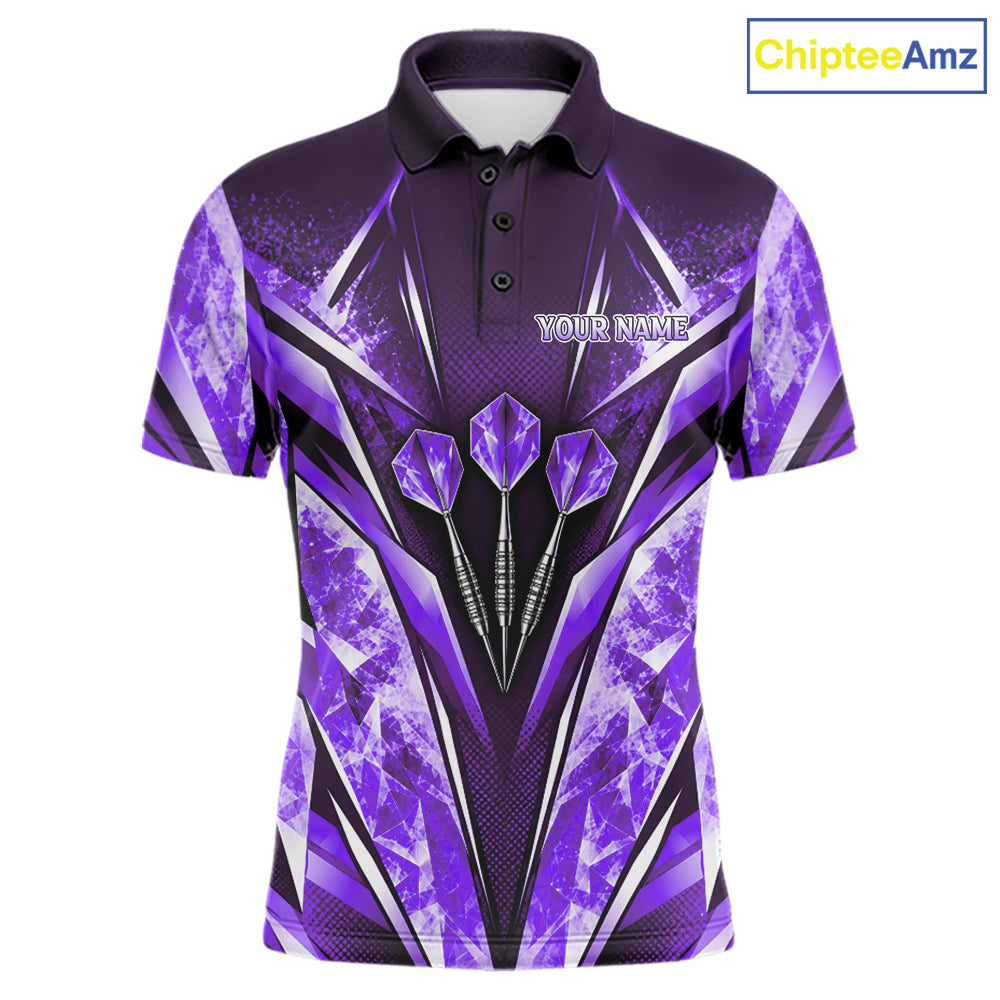 Personalized Purple Dartboard Icy Darts Shirts For Men Custom Darts Team Jersey Polo & 1/4 Zip TDM8082